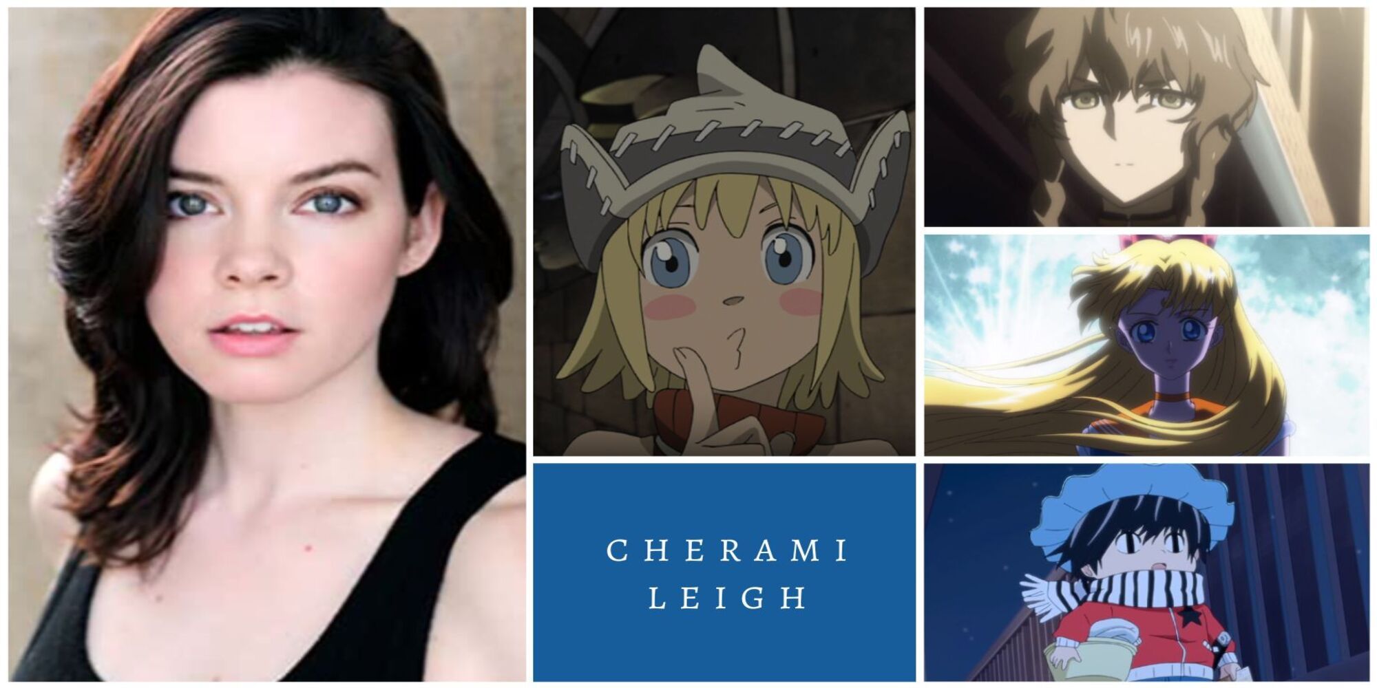 Cherami Leigh VA Collage: Patty Thompson, Suzuha Amane, Minako Aino/Venus, Kotaro Sato