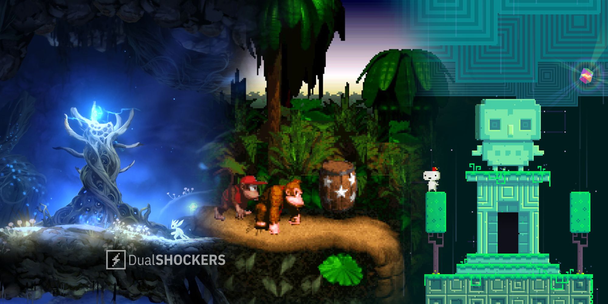 Ori And The Blind Forest, Donkey Kong Country, Fez gameplay