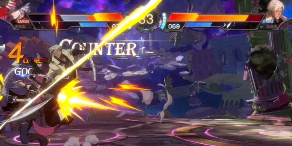 Ranger countering Hitman with his reversal using the motion input in DNF Duel.