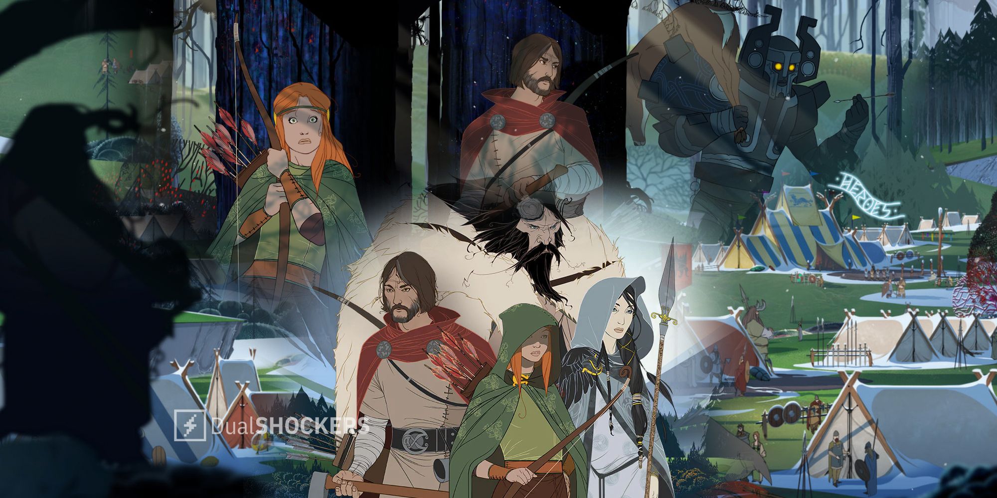 Split image The Banner Saga characters Alette, Rook and gameplay