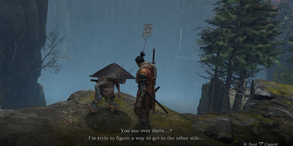 Black Hat Badger talking to sekiro