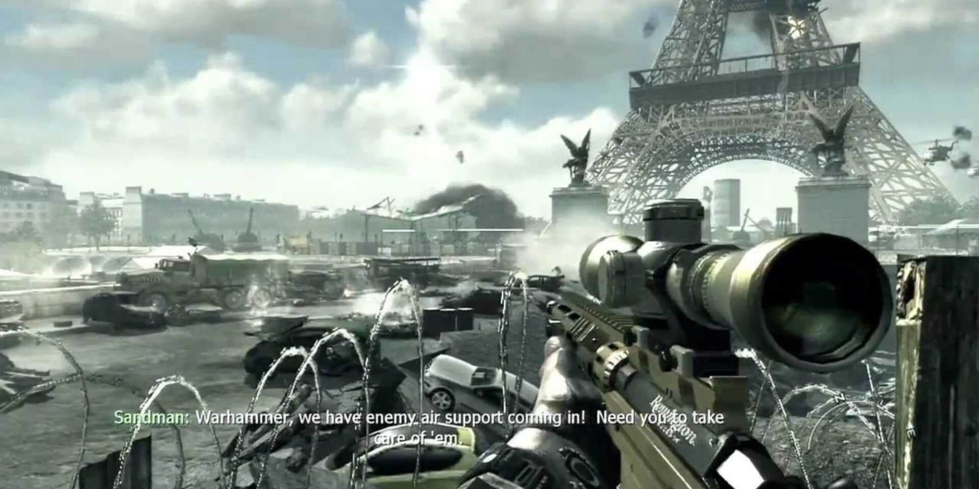 mw3 code solo frost campaign sees the eiffel tower collapse