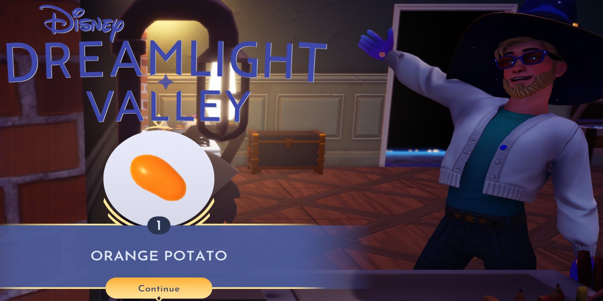 Disney Dreamlight Valley Logo And Screenshot Of Orange Potato Crafted