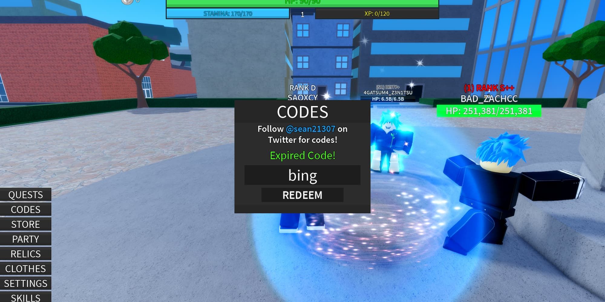 The code does not work in Roblox A Hero Destiny