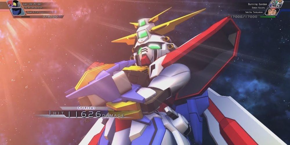 SD Gundam G Generation Cross Rays God Gundam after defeating an enemy