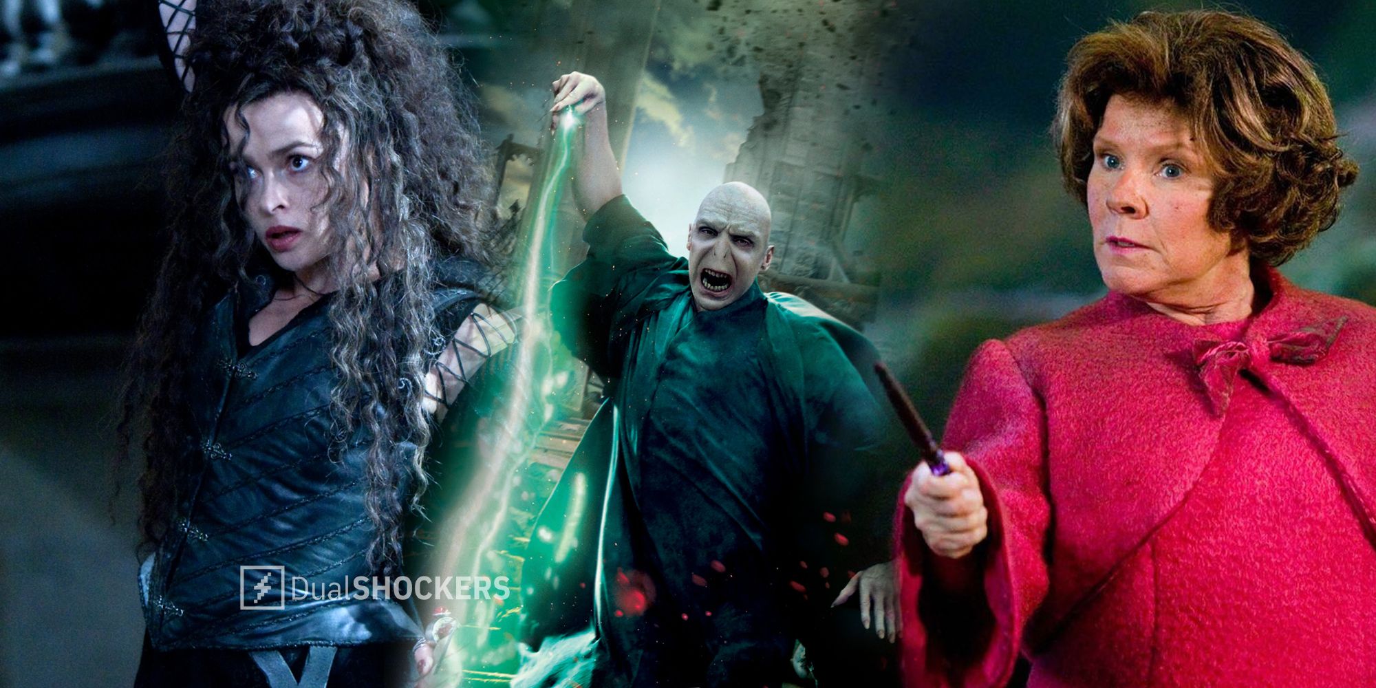 Harry Potter characters villians Bellatrix Lestrange, Voldemort, Dolores Umbridge