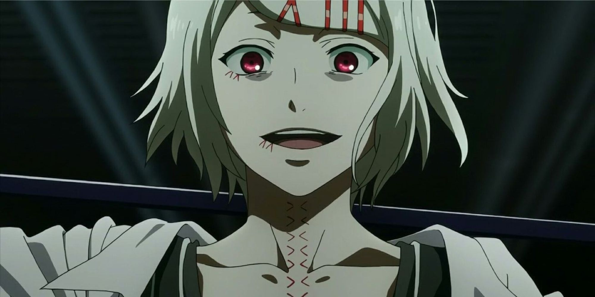 Juuzou, holding his weapon behind his head in Tokyo Ghoul.