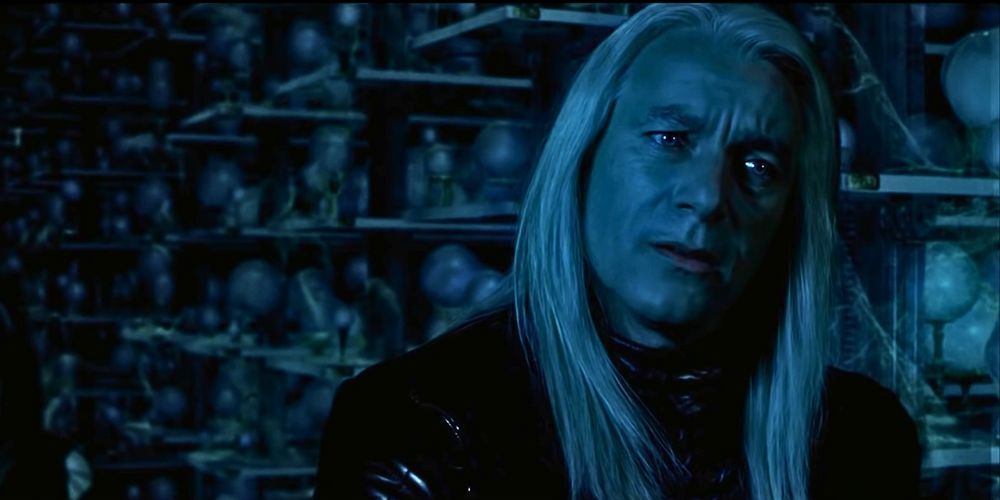 Lucius Malfoy asking Harry for the prophecy