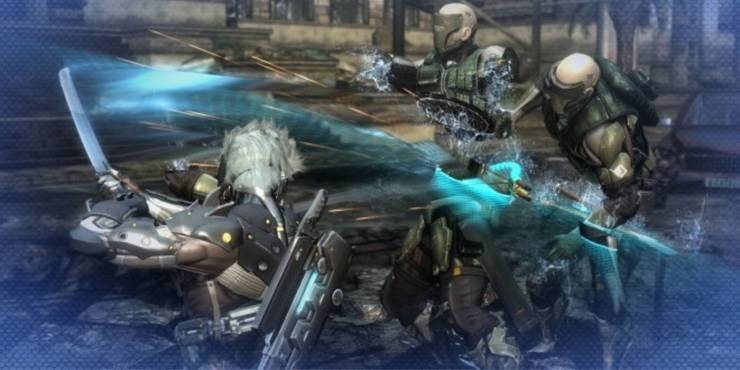 Metal Gear Rising Raiden Slashing through enemies