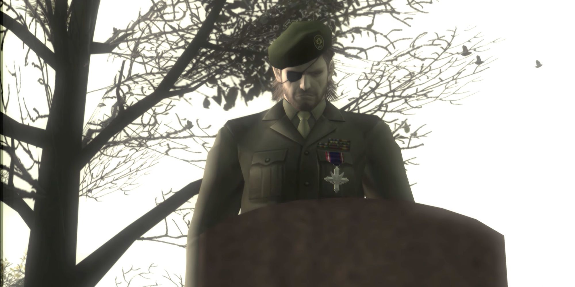 Metal Gear Solid 3: Snake visiting the grave of Boss