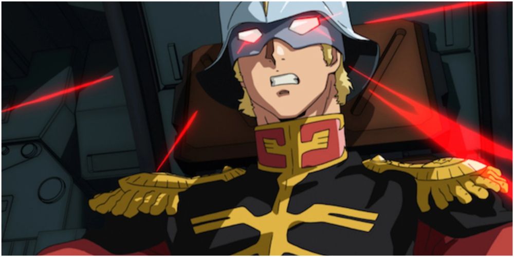 Mobile Suit Gundam Char Aznable piloting with a red flash on his mask