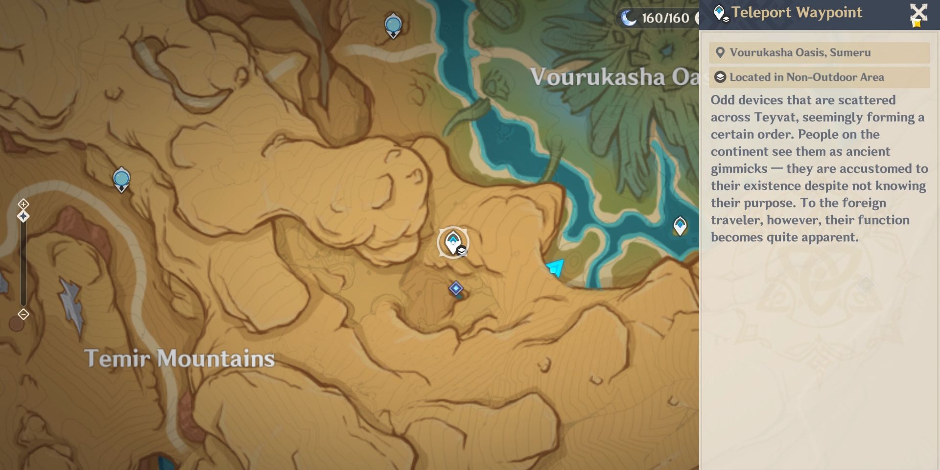 Image of the location of the Amrita community on the map in Genshin Impact.