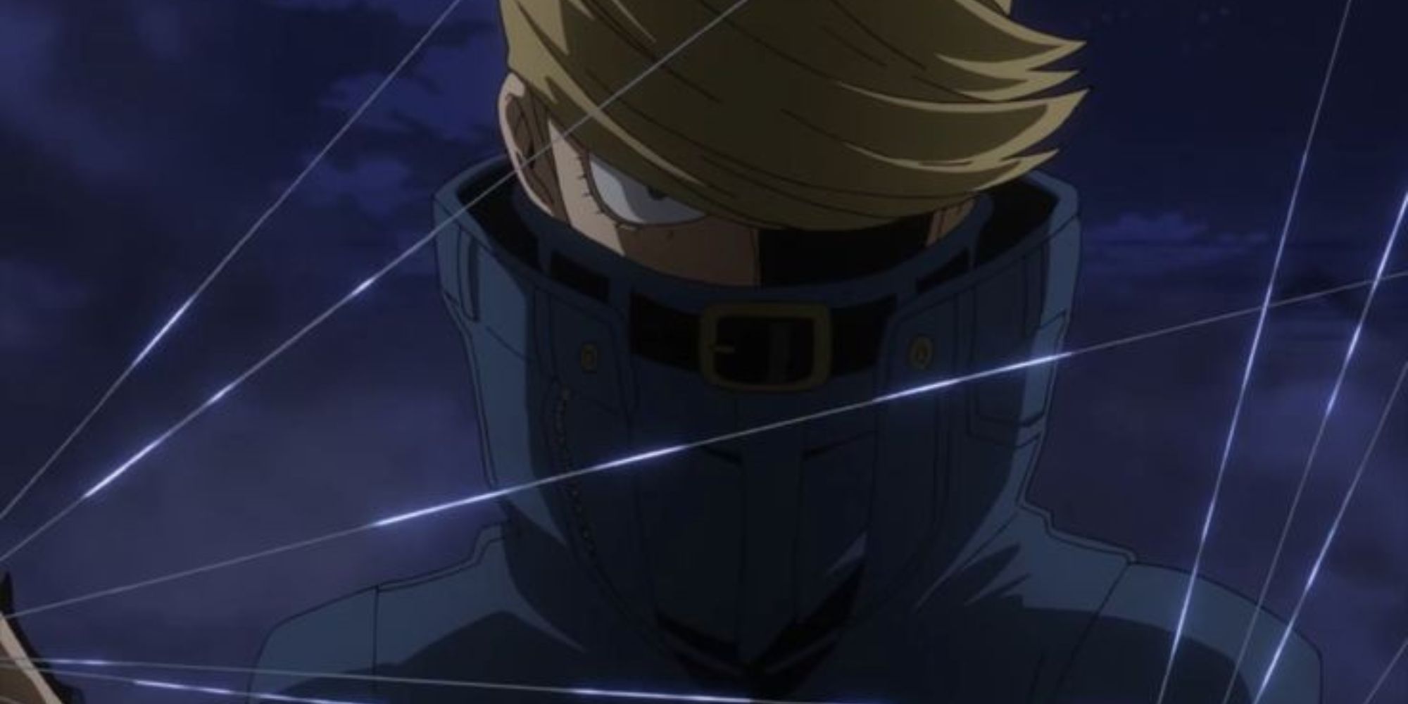 My Hero Academia Best Jeanist in his hero costume fighting with his quirk Fiber Master