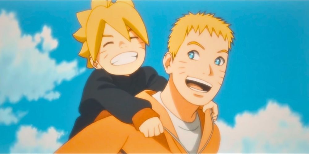 Naruto the Seventh Hokage playing with his child, Boruto