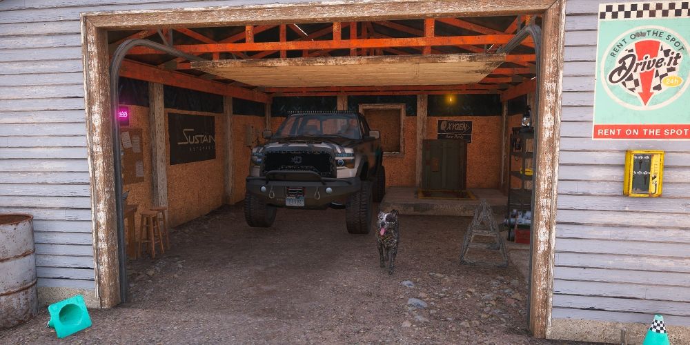 Far Cry 5 view inside garage