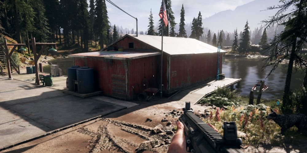 Far Cry 5 Approaching The Prepper Stash At The Boat House On Dutch's Island