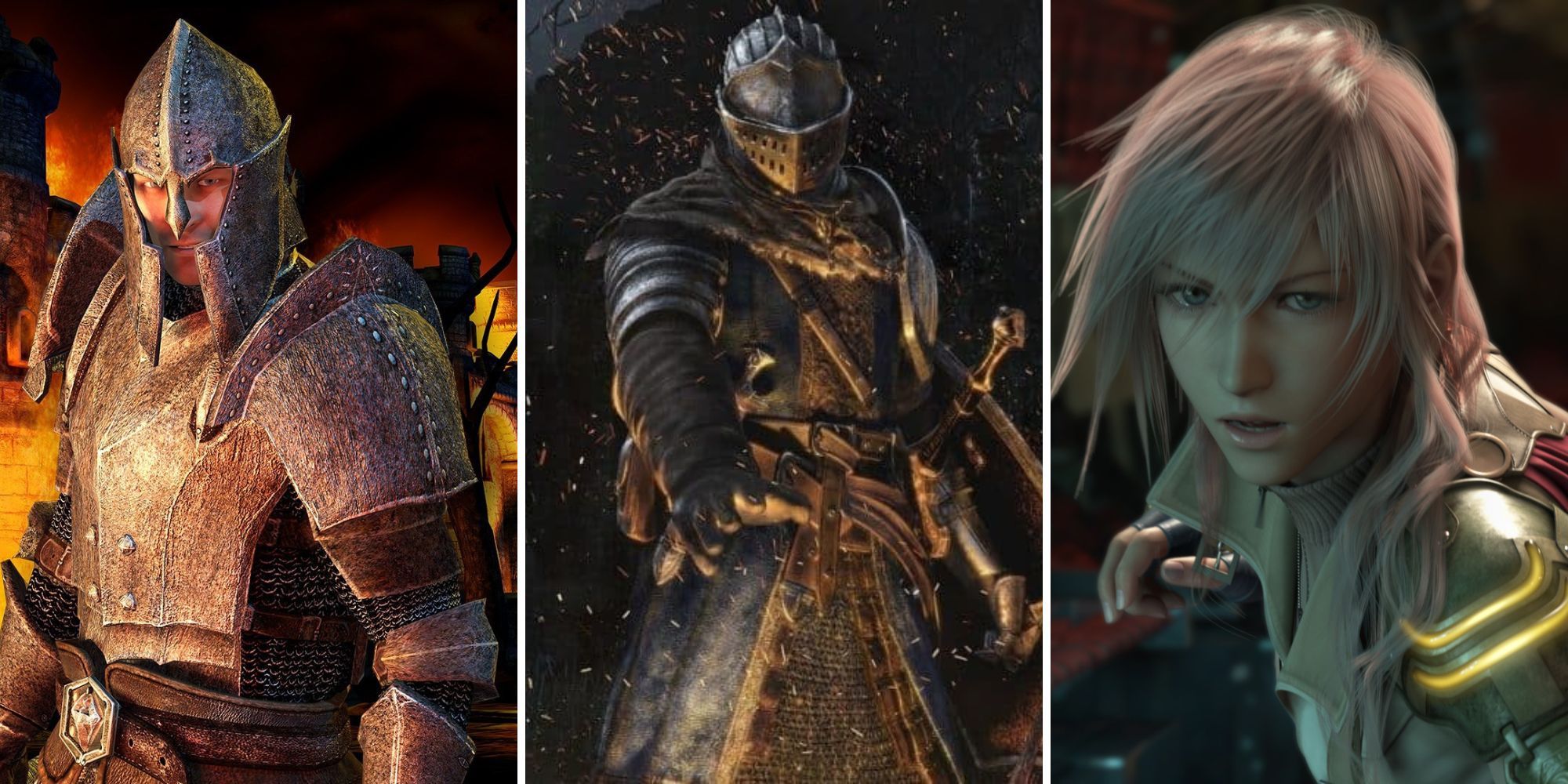 Collage of the best PlayStation 3 RPGs (Elder Scrolls IV: Oblivion, Dark Souls, Final Fantasy XIII)