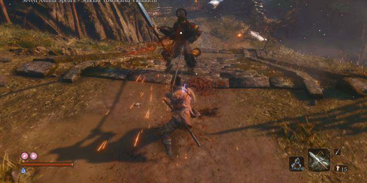 Sekiro_ Shadow's Die Twice gameplay of a fight with a strong enemy