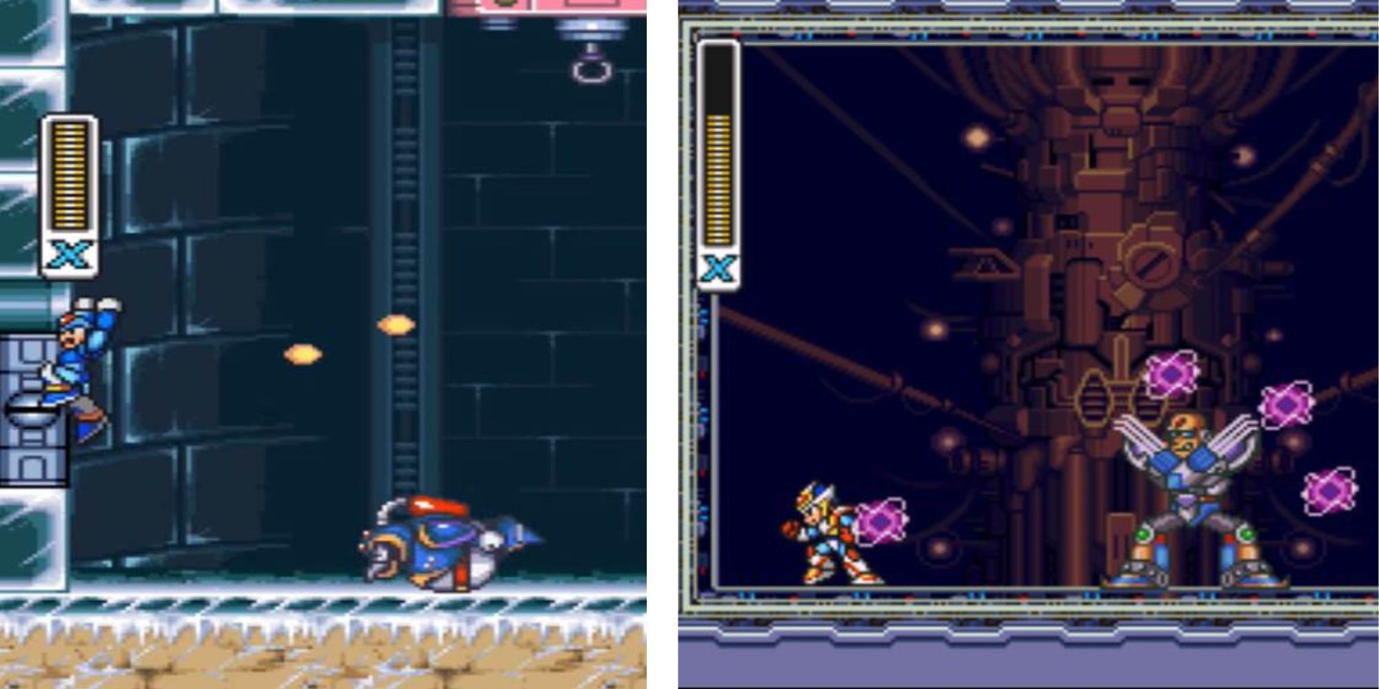 Split Image of Boss Fights from the Mega Man X series