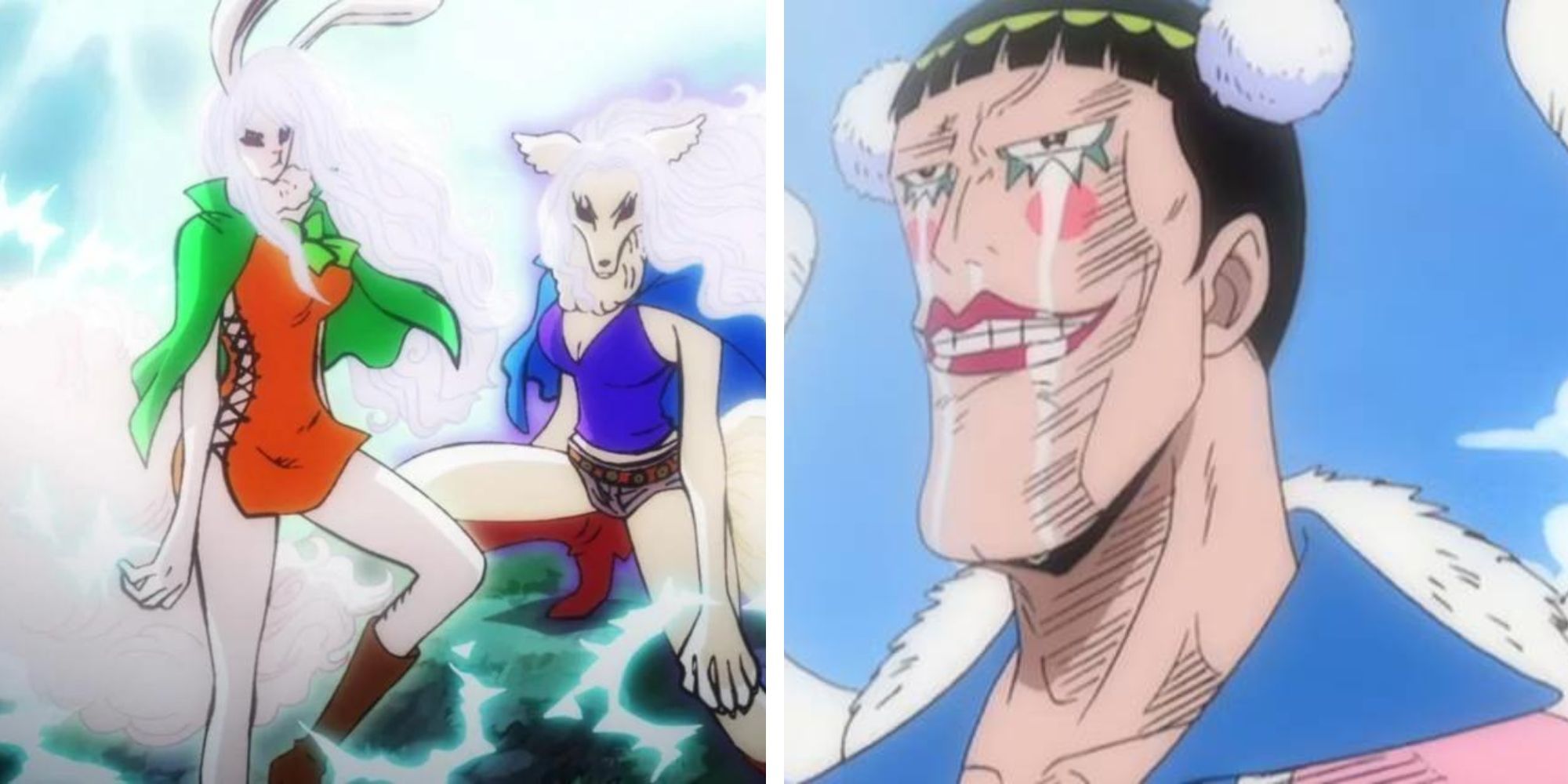 split image of minks and Bentham from One Piece