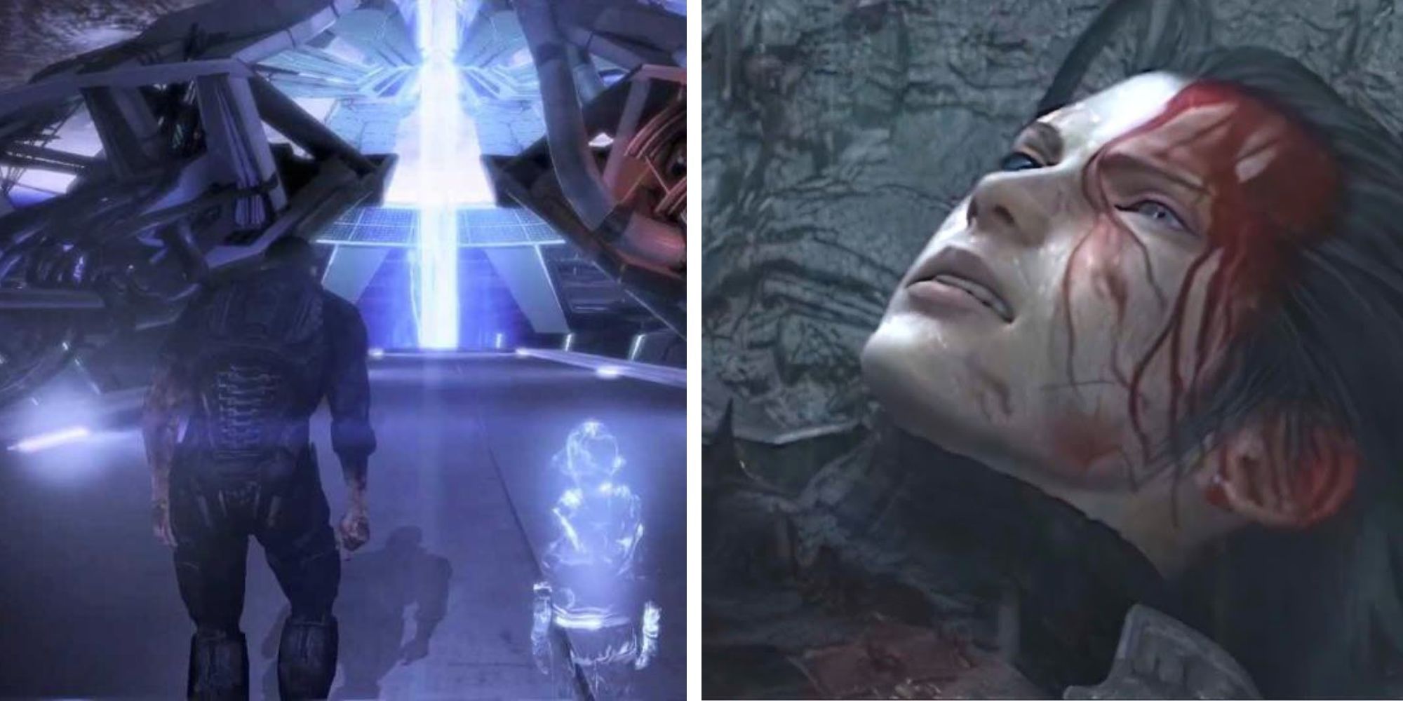 Split image of Shepherd and Zack from mass effect and final fantasy crisis core