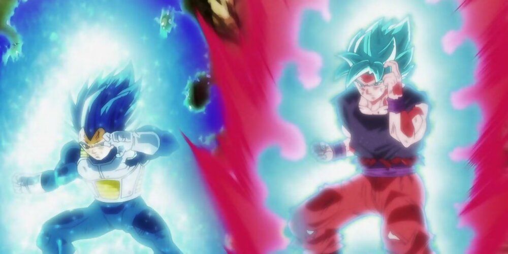super saiyan blue evolution Vegeta and Super saiyan blue Kaioken x20 Goku