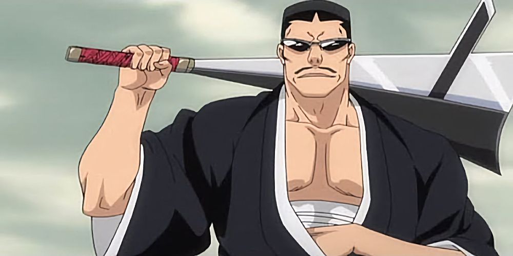 Tetsuzaemon Iba from Bleach with weapon behind back