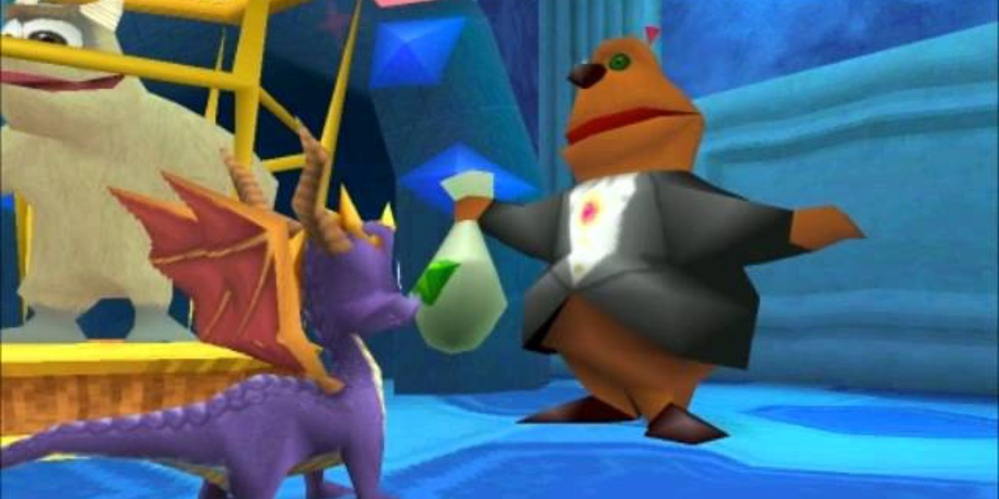 Spyro: Year Of The Dragon, Moneybags being paid to keep yeti contained but is offering to let him go free for a bribe