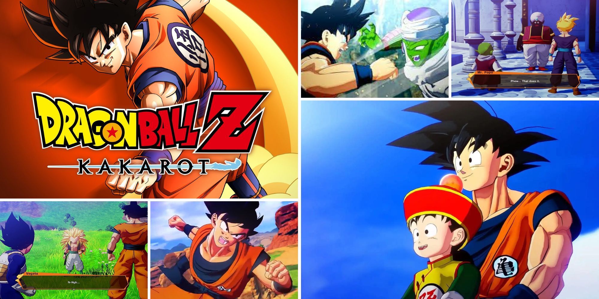Dragon Ball Z Kakarot split image Kakarot and other characters in substory scenes