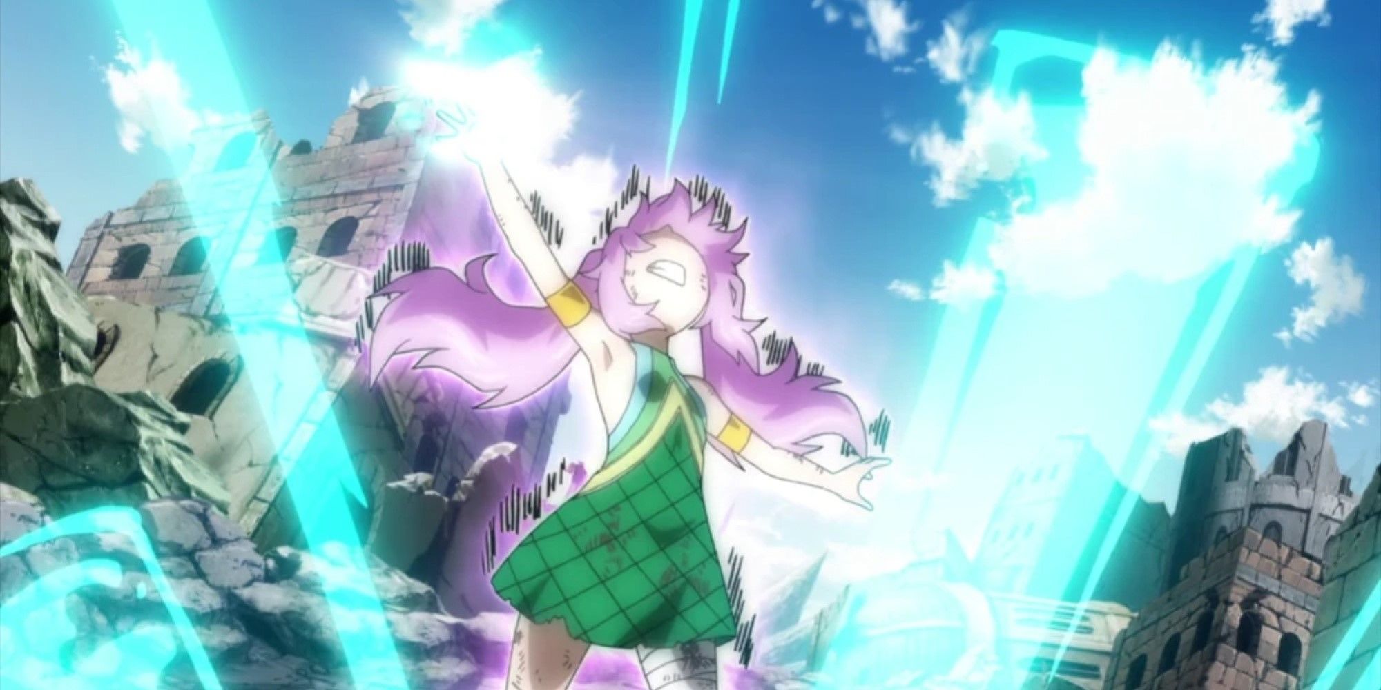 Wendy glowing with beams of light In Fairy Tail