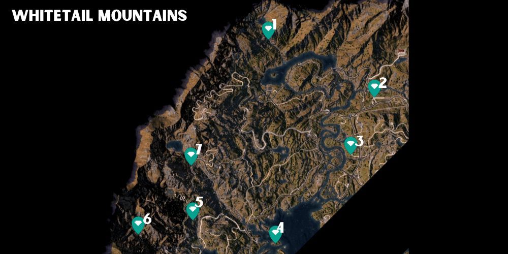 Far Cry 5 Whitetail Mountains Map Marked With Prepper Stash Locations