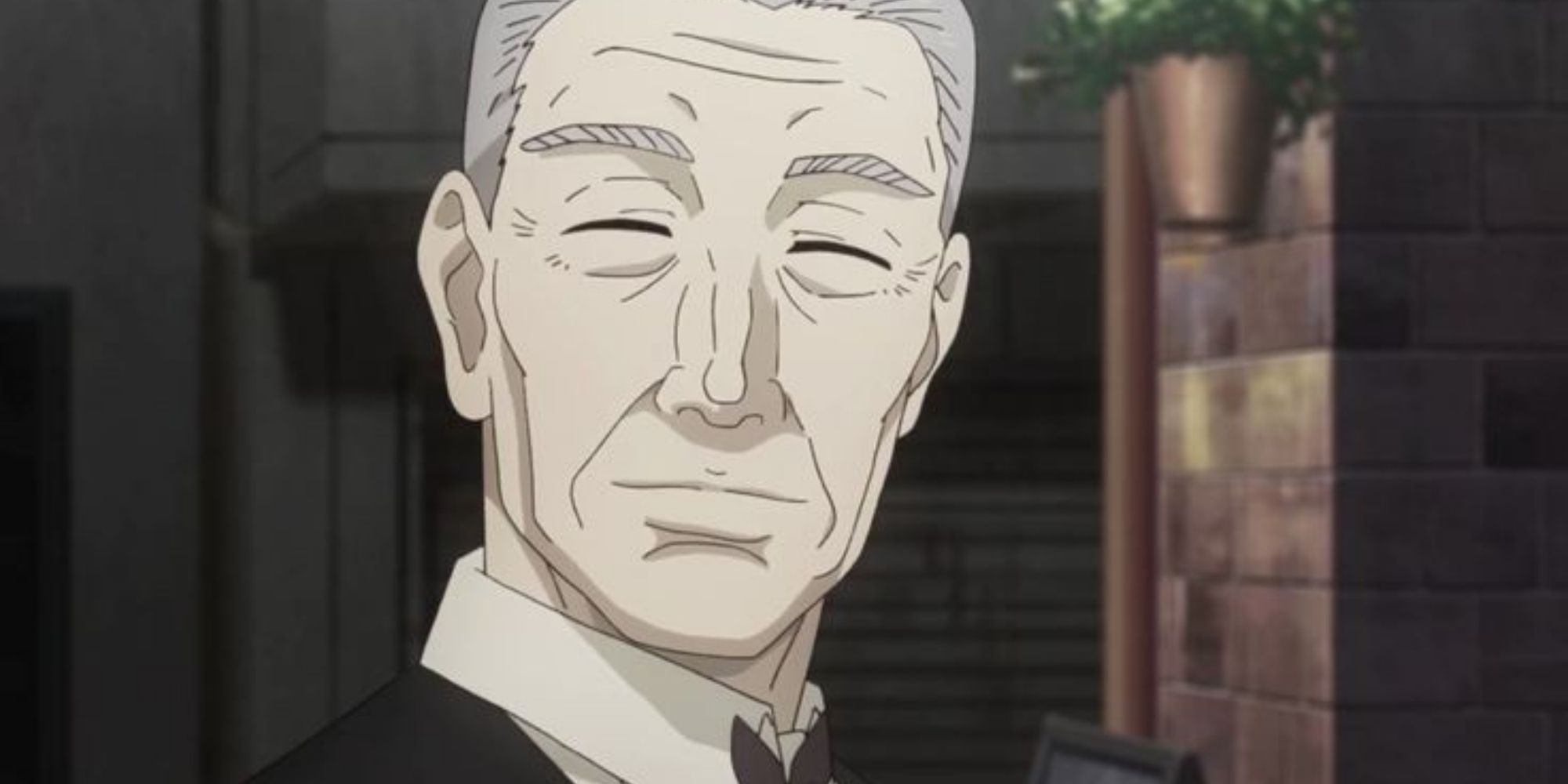 Yoshimura, an old man standing out side his coffee shop in Tokyo Ghoul.