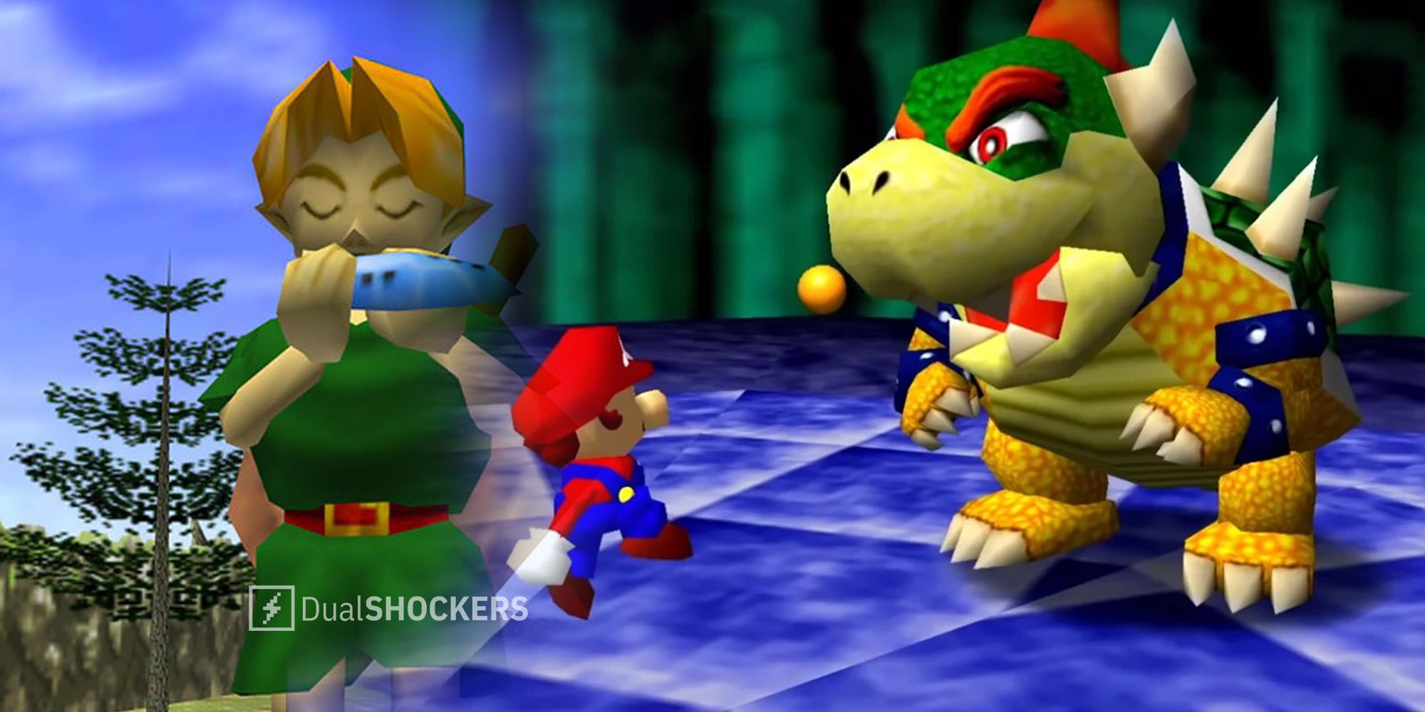 Zelda: Ocarina Of Time, Super Mario 64 gameplay with Link, Mario, Bowser