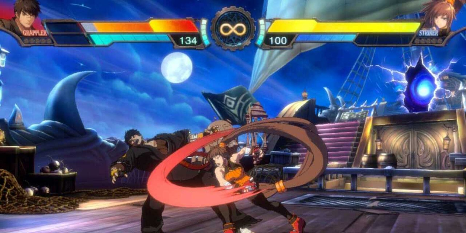 Striker using her Standard Attack B against Grappler in DNF Duel.