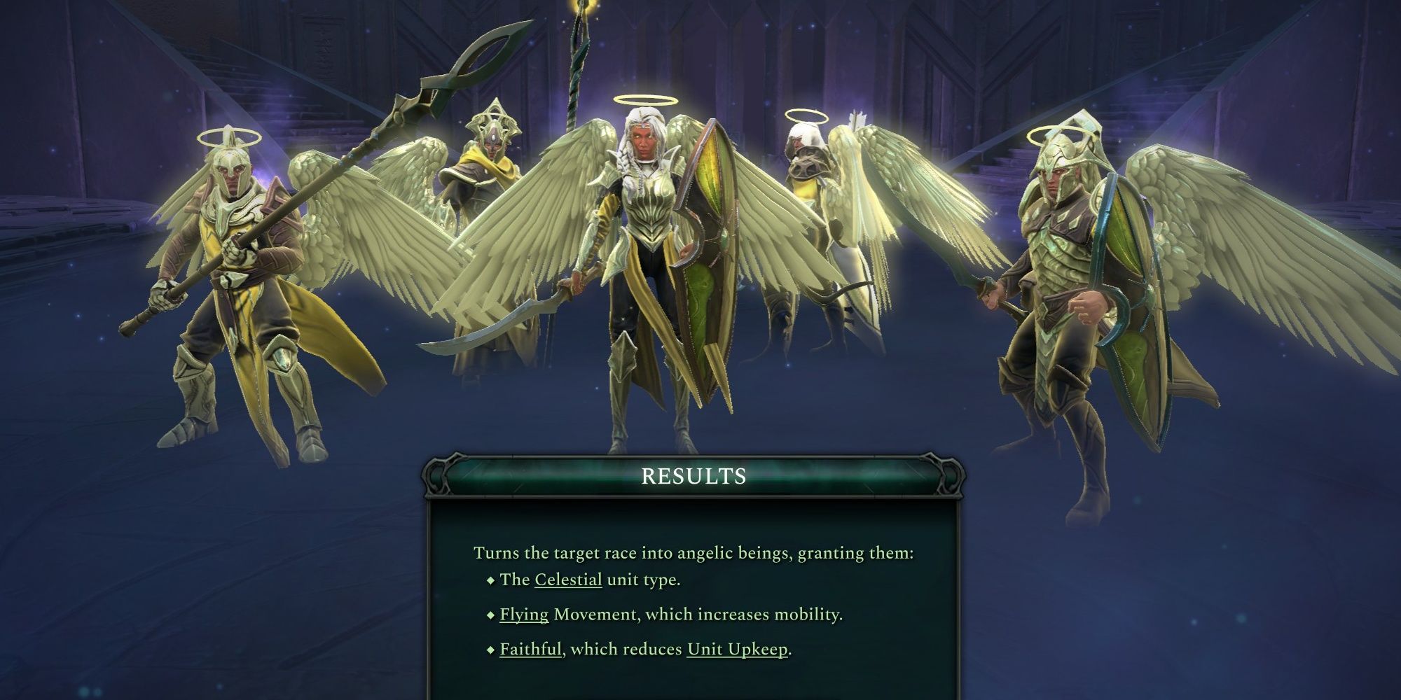 Age Of Wonders 4 Meshara and the Human Paladins appear as winged beings due to Angelize