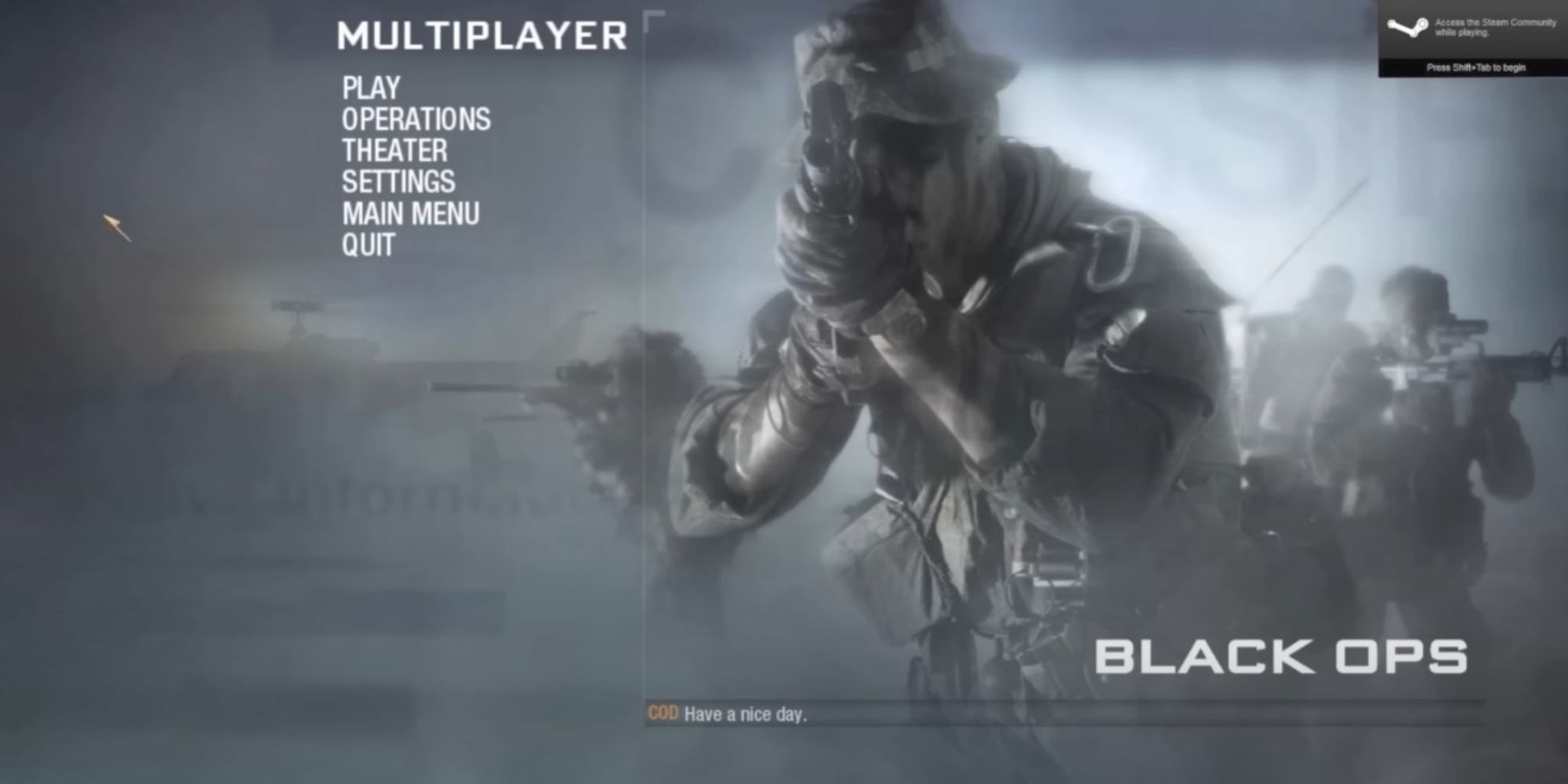 Call of Duty Black Ops multiplayer menu screen 