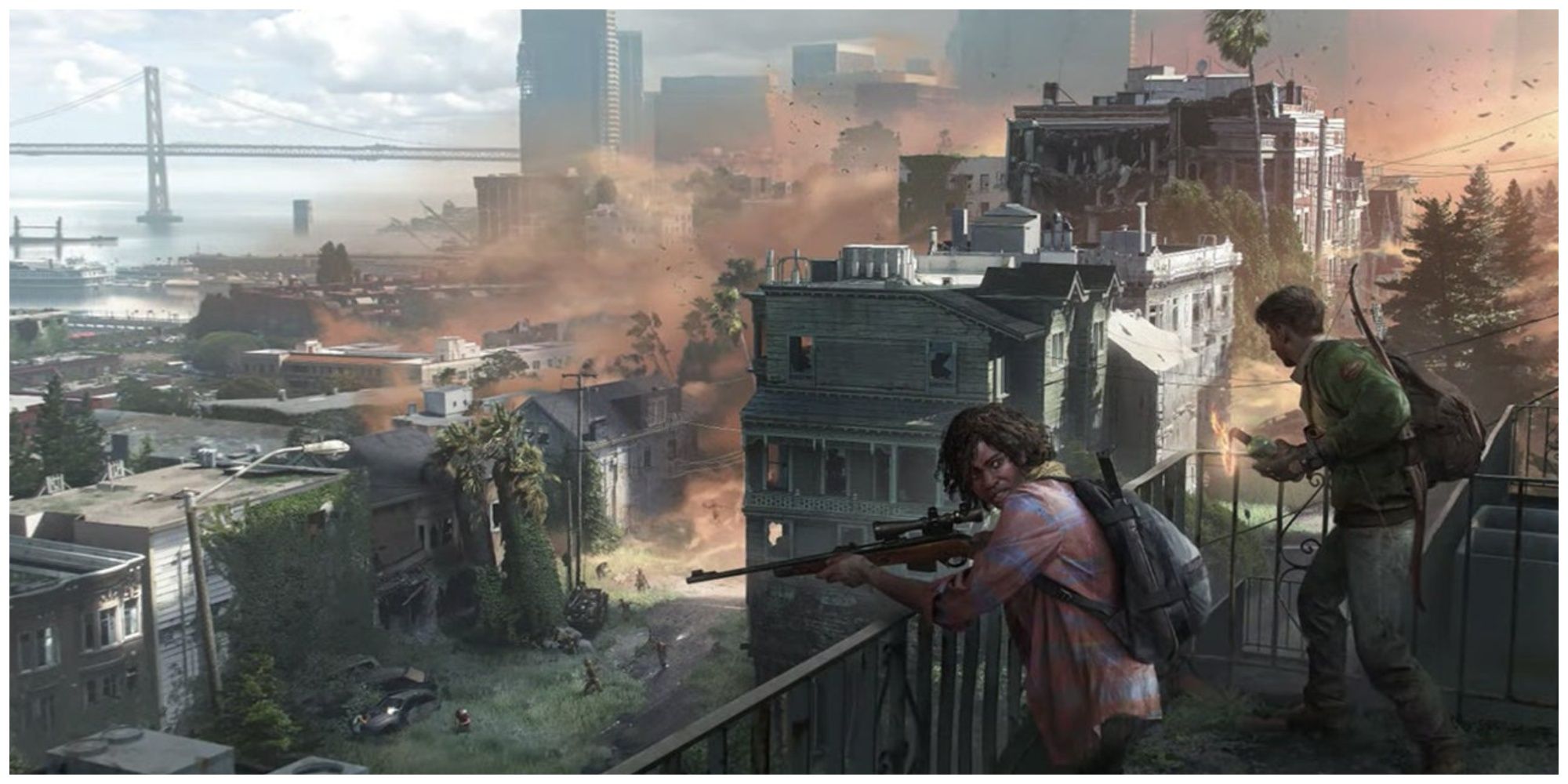 The Last of Us Multiplayer two people on a rooftop