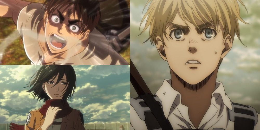 Eren Mikasa and Armin Attack on Titan