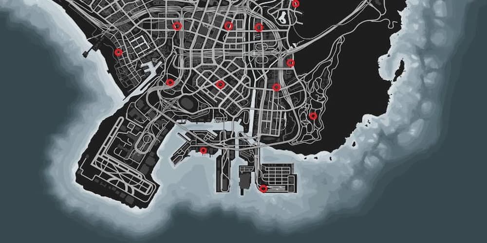 Gun Van Locations Marked At The Bottom Side Of GTA Map