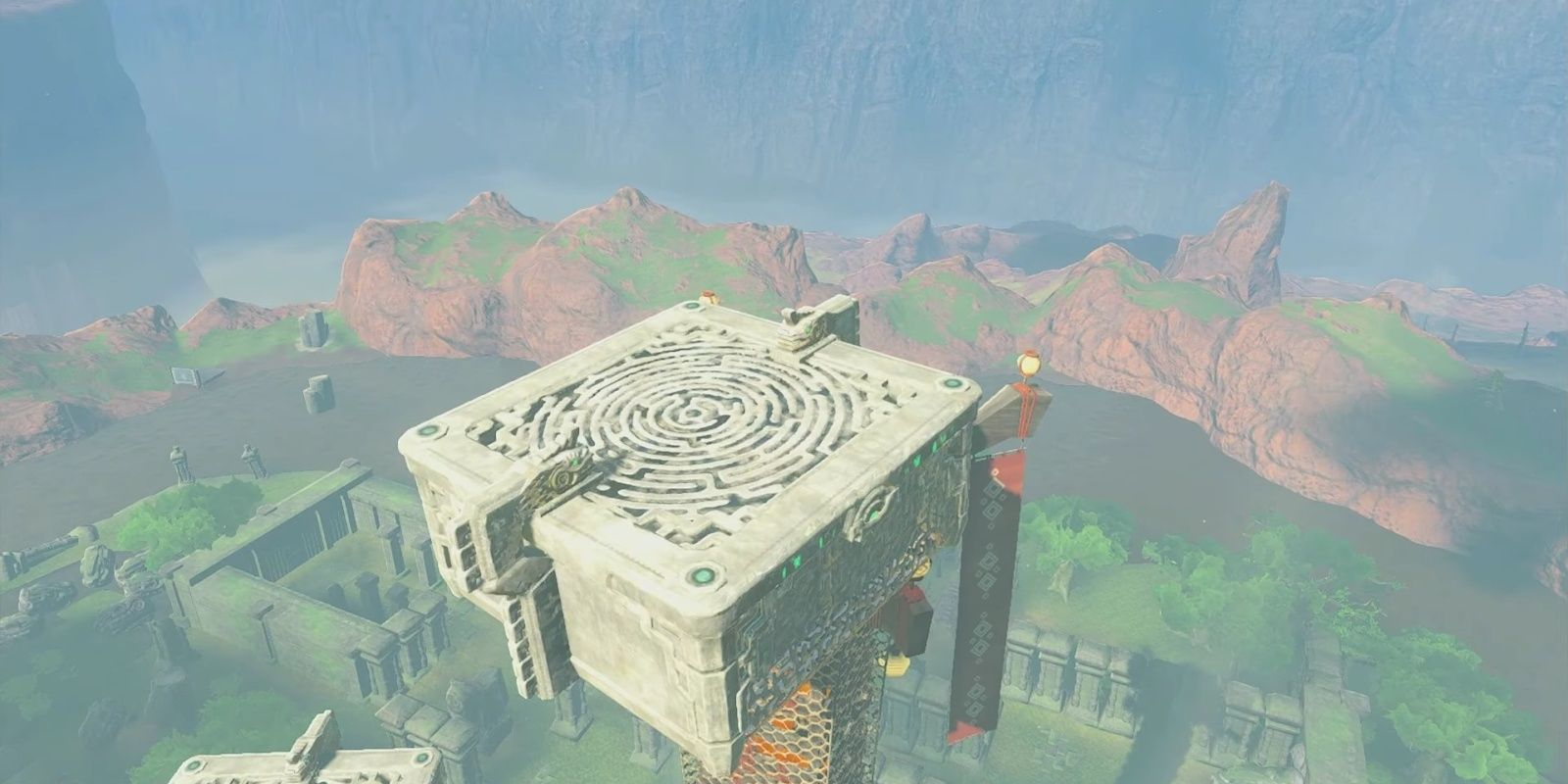 The floating blocks at the top of the Thyphlo Ruins Skyview Tower.