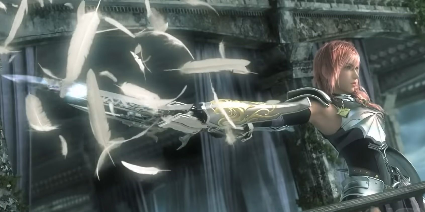 Lightning brandishes a sword in Final Fantasy 13-2