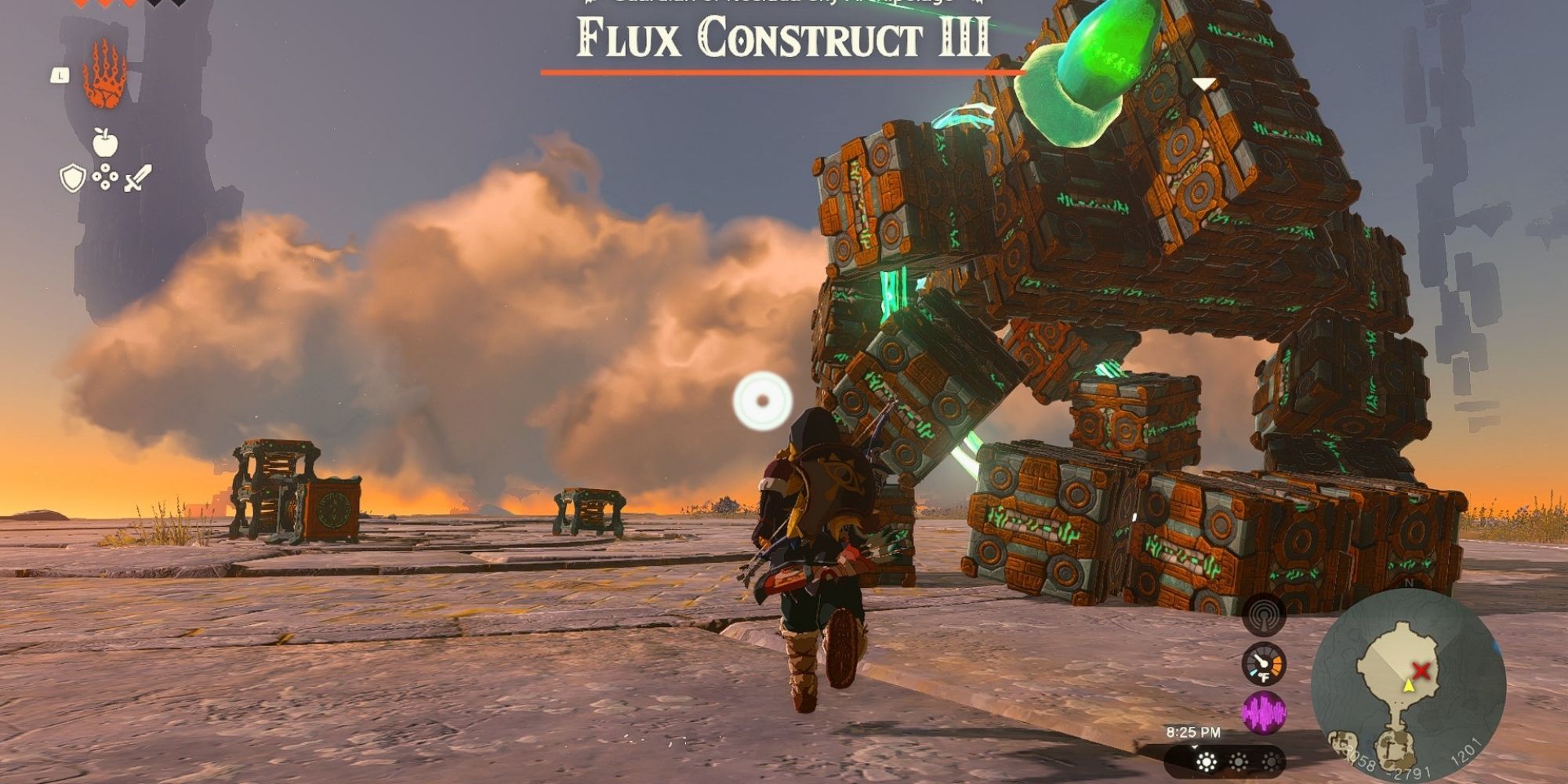 Link fighting a flux construct III in robot form totk