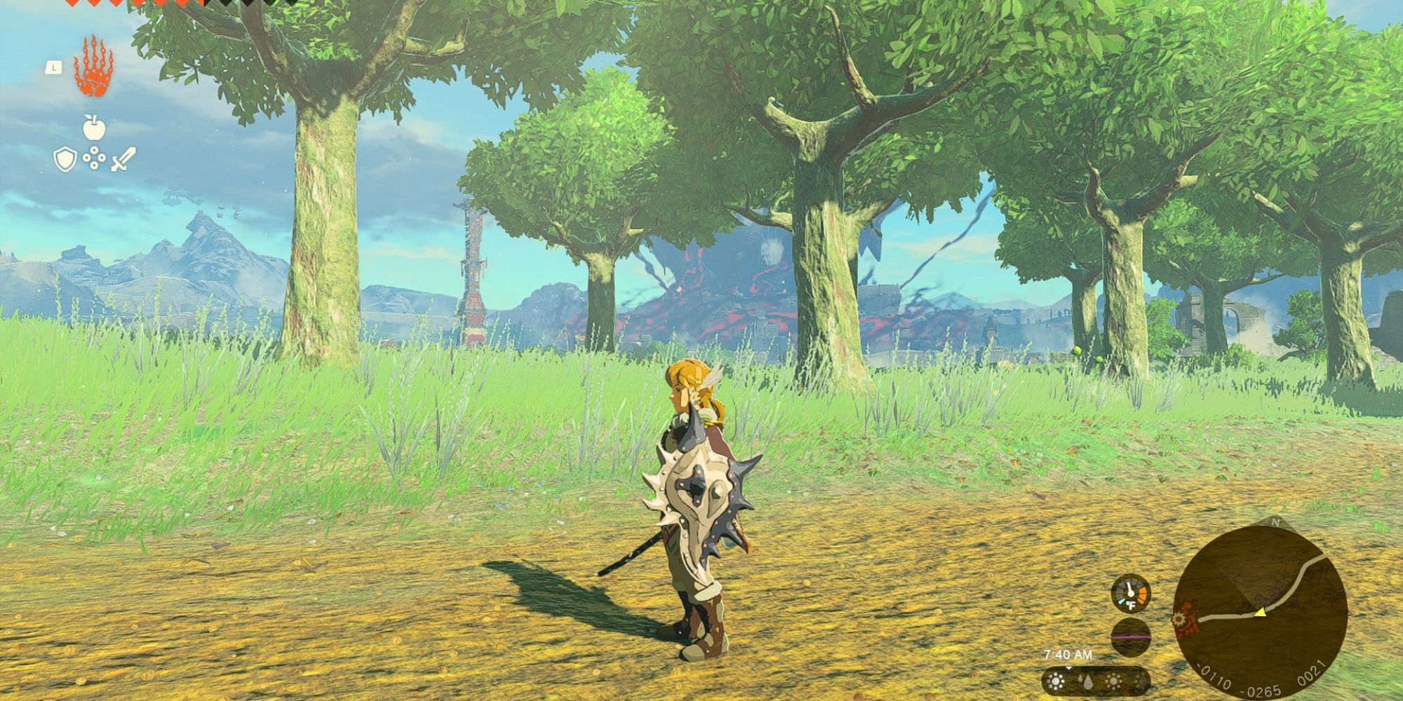 link standing in a field with his shield