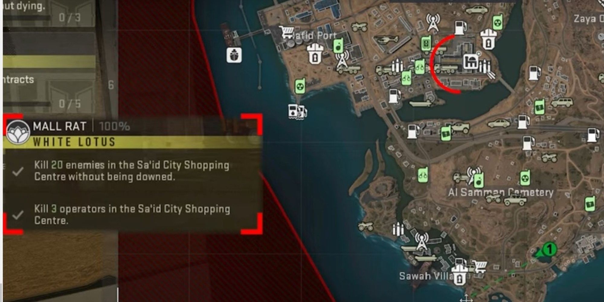 The Mall Rat mission in Warzone 2 DMZ and the map is shown by the character.