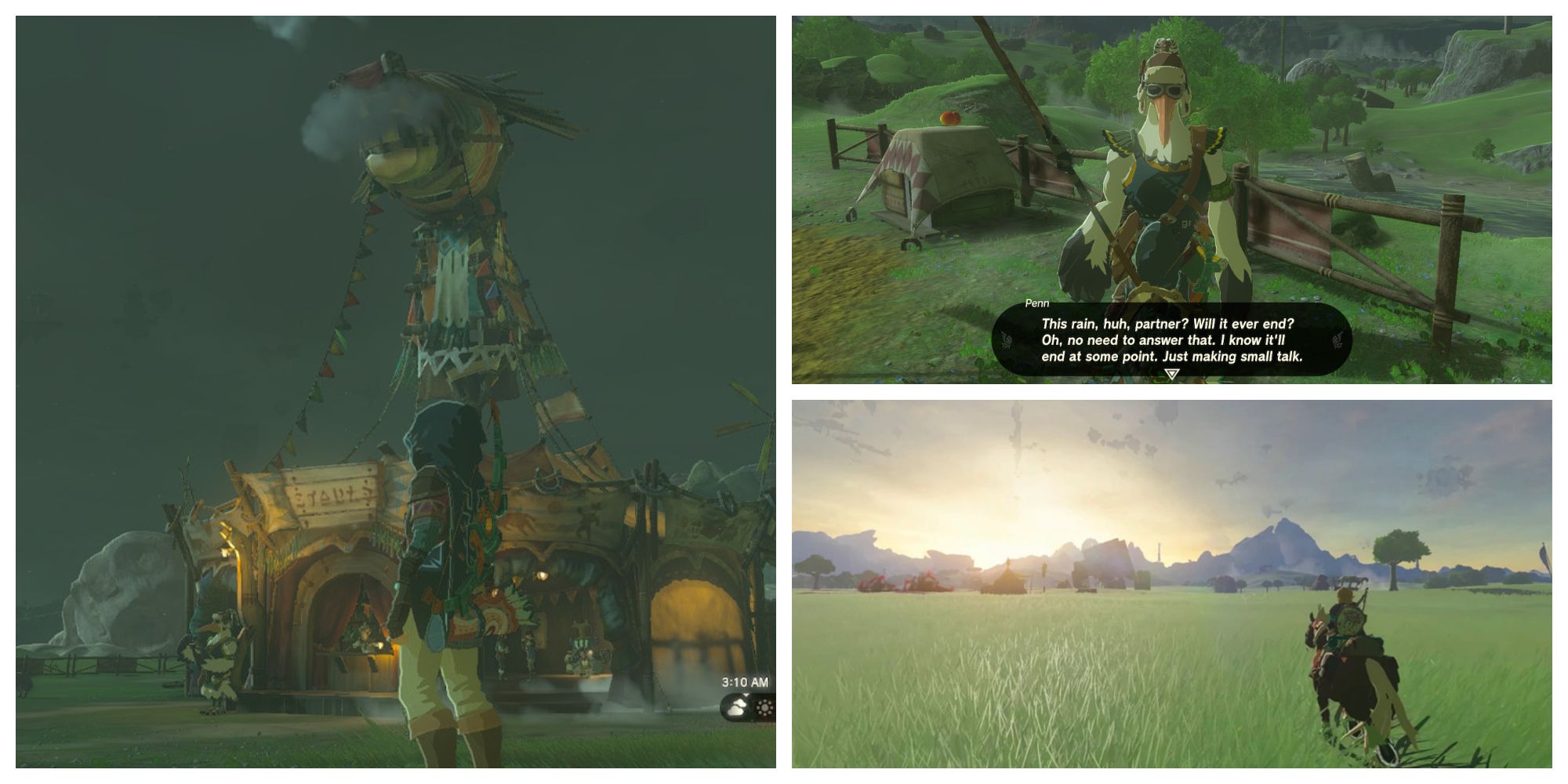 TotK - Link Outside Stable, Link Riding Horse, & Link Speaking with Penn