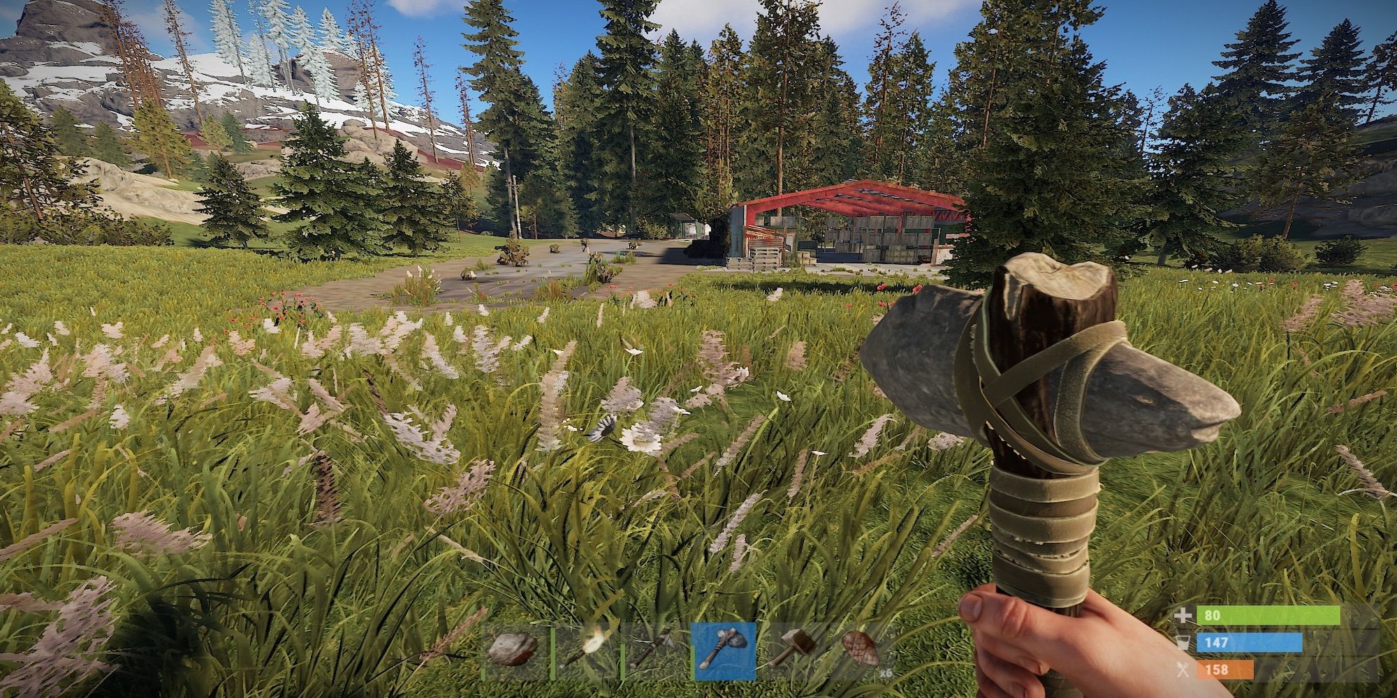 Player holding ax in Rust