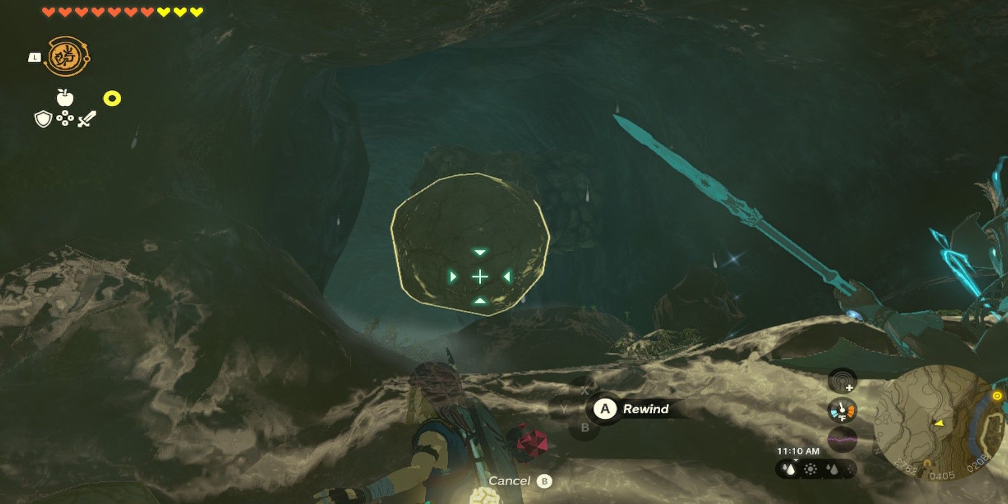 Tears Of The Kingdom Link Using Rewind On A Boulder From A Rock-Like