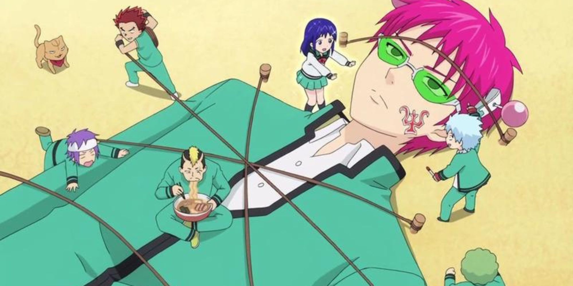 The Disastrous Life of Saiki K character tied down