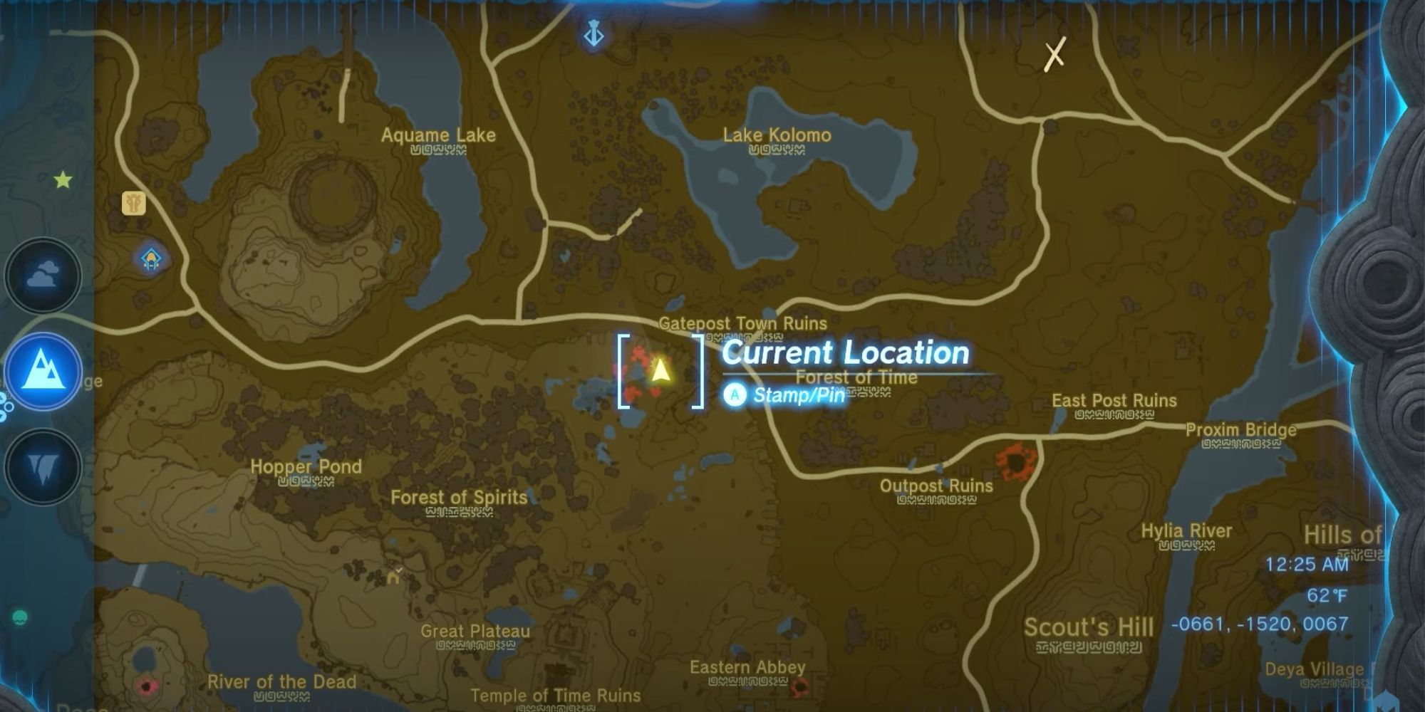 The Legend of Zelda Tears of the kingdom Charge Shop map start