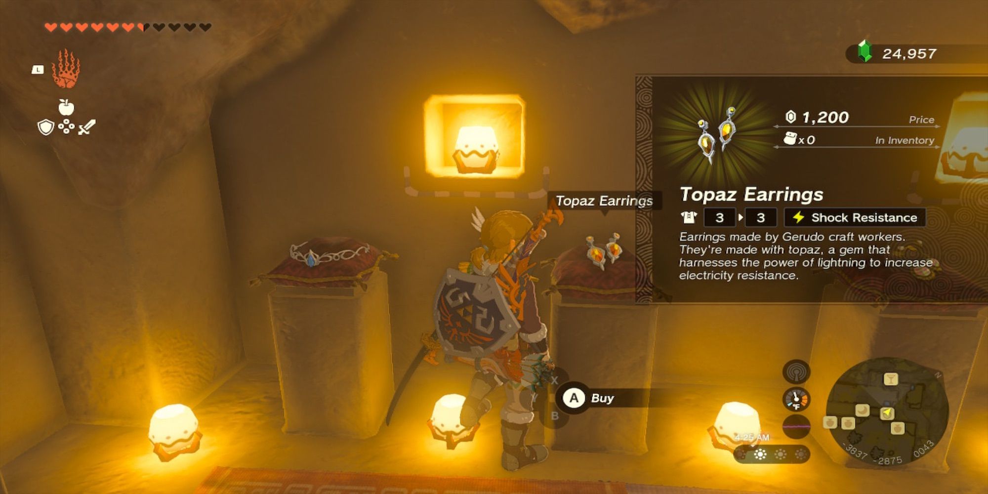 The Legend of Zelda Tears of the Kingdom Gerudo Jewelry Topaz Earrings
